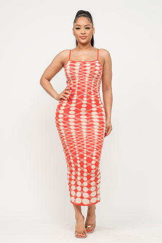 POLKADOT JACQUARD MAXI DRESS