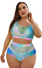 Load image into Gallery viewer, Suit Fishnet High Waist Bikini Set Rave Outfit