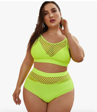 Load image into Gallery viewer, Suit Fishnet High Waist Bikini Set Rave Outfit