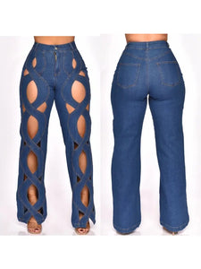 Cut Out Stretch Denim Jeans