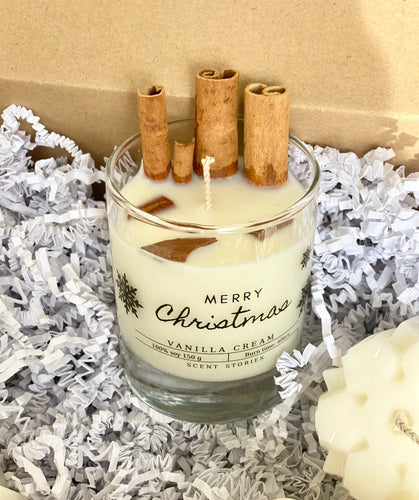 Merry Christmas Vanilla Cream Candle 150g- Christmas Gift