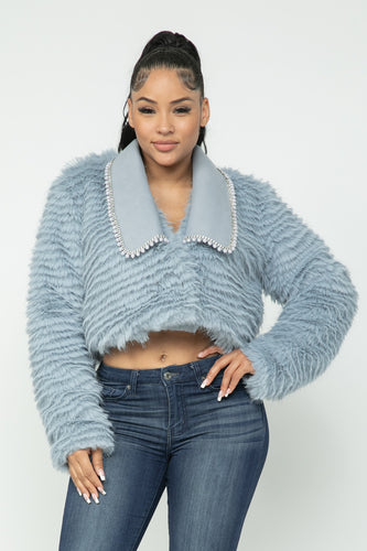 PEARL COLLAR FUR JACKET