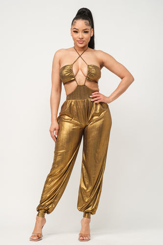 Gold Foil Keyhole Jumpsuit