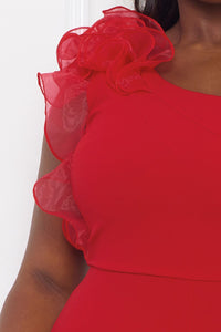 Curvy MESH RUFFLE ONE SHOULDER JUMPS