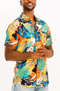 Hawaiian Print Button Up Shirt