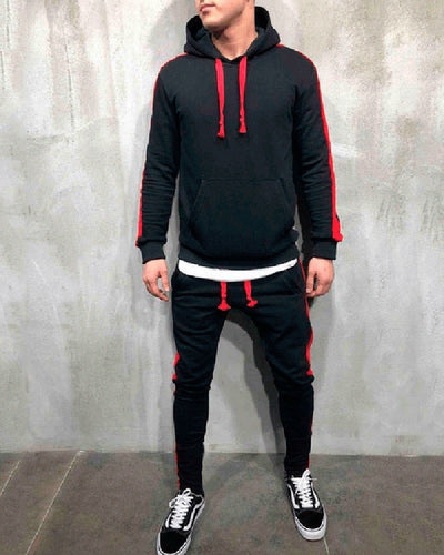 Kings Striped Colorblock Hooded Top & Pants Set